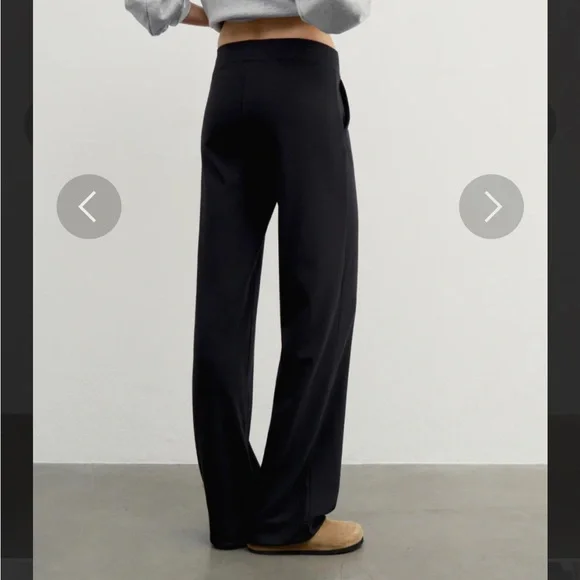 AYR Pants The High Hopes Wide Leg Size Medium Black Pima Cotton Modal Wide Leg - Picture 5 of 16